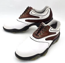 FootJoy Synr-G Mens Golf Shoes White/Brown Leather Memory Foam 53862 Size 11.5 M