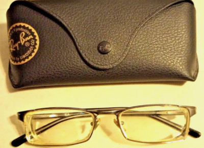 RAY BAN Full RIm Rectangular Glasses Frames 52[]16 Gun Mtl Unknown Model w/Case