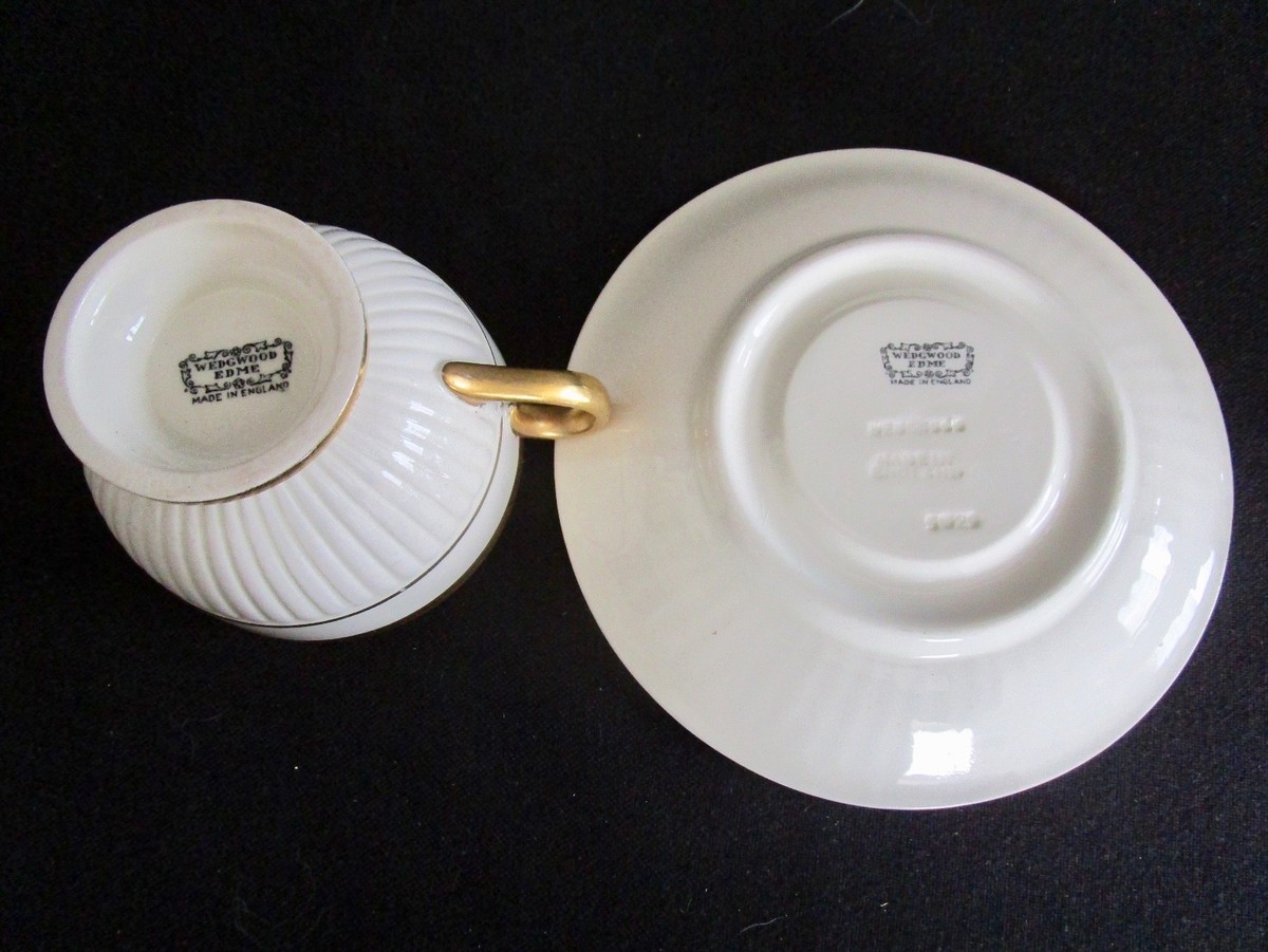 Antique - EDME - Wedgwood - Cup and Saucer - White With Gold Trim