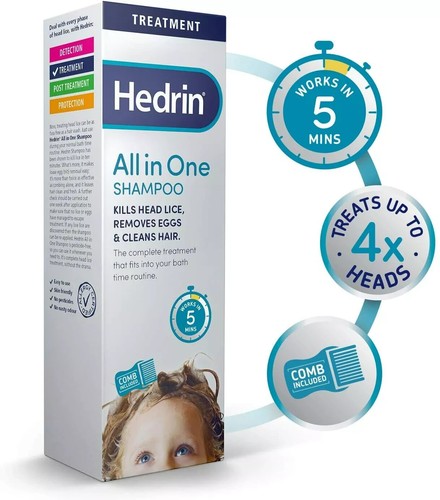 Hedrin All in One Shampoo 100ml and Nit Comb - Kills Head Lice & Removes Eggs - Picture 2 of 6