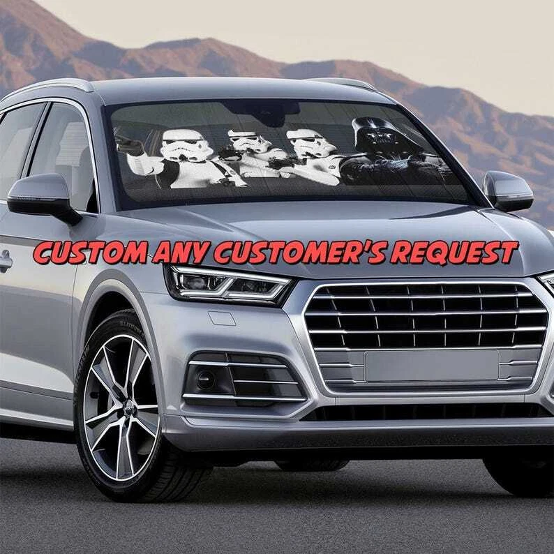Personalize Starwars Sunshade Windshield, Custom Request Darth Vader Galaxy Car