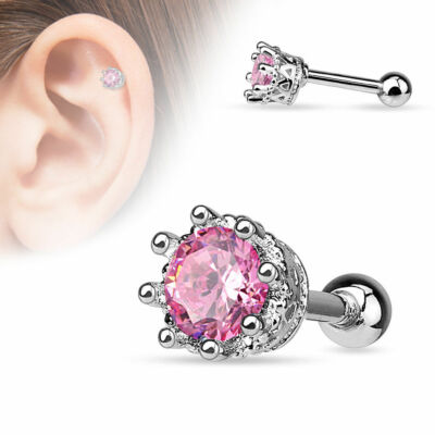 Tragus Helix Vintage Piercing Ohr Stecker Zirkonia Kristall Rose Gold SET