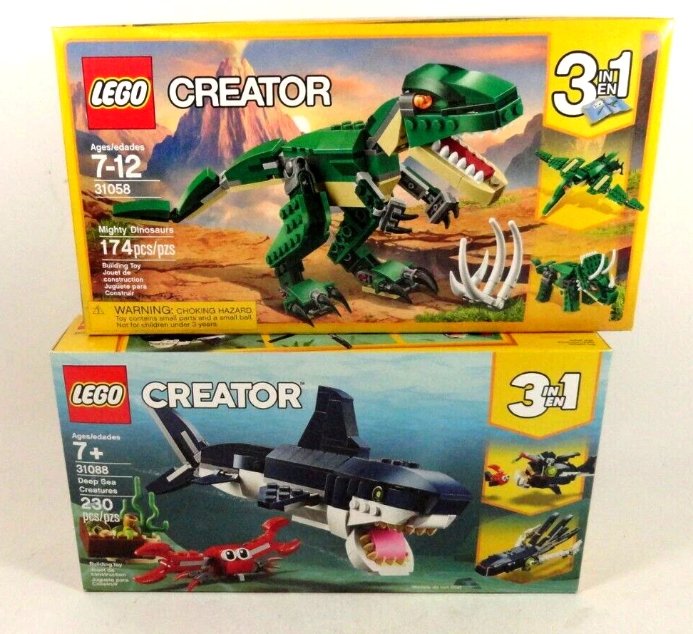 New Lego 31058 Creator Mighty Dinosaurs w 33088 Deep Sea Creatures 3 In 1  Toy