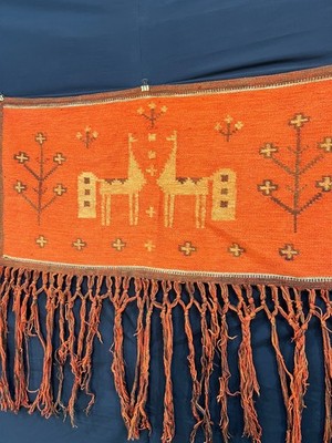 Mid Century Scandinavian Kelim Wall Tapestry   Eva Nemeth Vintage hand woven