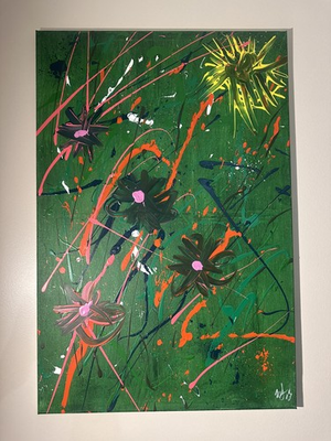 #ad Pressure Blooms: Green Release Original Acrylic Abstract Painting 24x36 $495.00