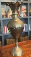 Huge 24” Solid Brass Ruffled Top Vase