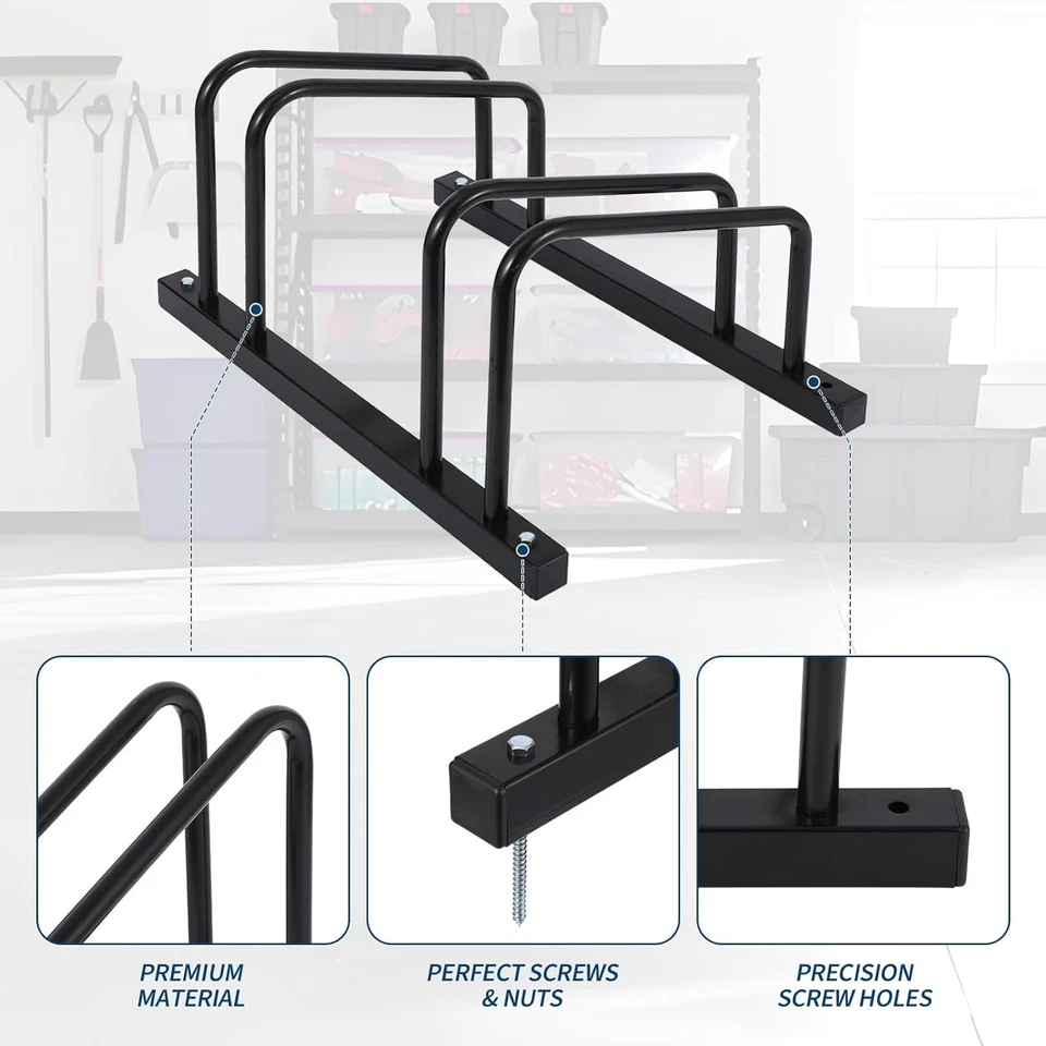 Heavy Duty 3 Bike Floor Stand Rack Carbon Steel Storage Organizer Indoor Outdoor - Image 4 of 4