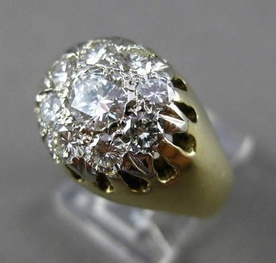 ANTIQUE 1.04CT OLD MINE DIAMOND 14KT YELLOW GOLD 3D CLUSTER SOLITAIRE RING 21677