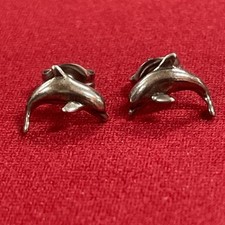 Sterling Silver 925 Small Dolphin Stud Earrings Butterfly Closure