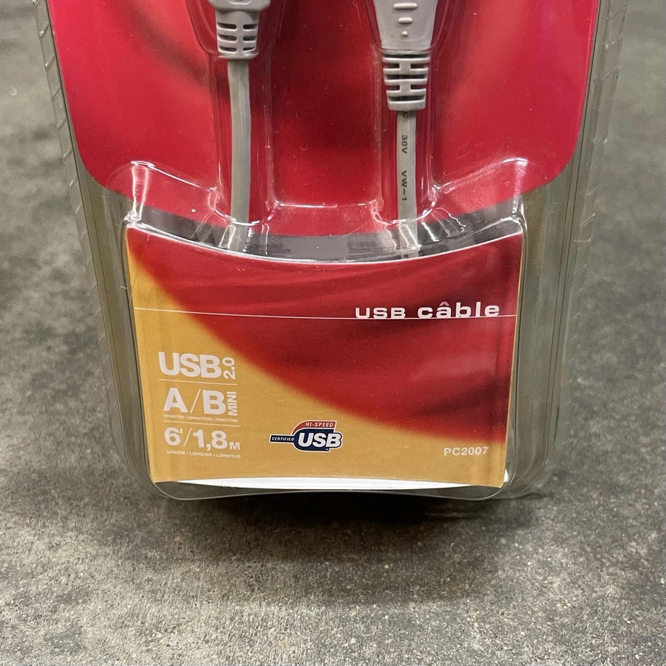 RCA Pcstuff USB 2.0 A Plug To B Mini Plug 6 Ft Cable PC2007 NOS - Image 2 of 4