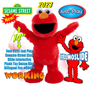 Rare New 2023 Just Play Sesame Street Elmo Slide Interactive Plush Toy #53426