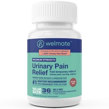 WELMATE UTI Pain Relief, Phenazopyridine HCL 99.5mg 36 Ct Exp 4/27 (Generic Azo)