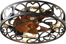 Ceviept Caged Ceiling Fan with Lights Remote Control, Low Profile Flush Mount...