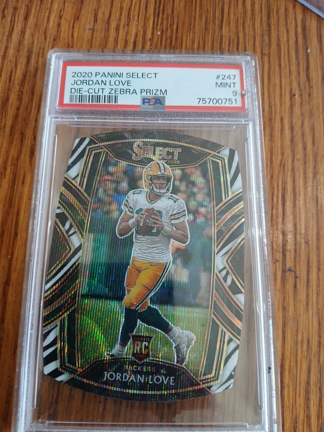 2020 Panini Select Jordan Love ZEBRA PRIZM Die-Cut RC SSP PSA 9 MINT #247 Club