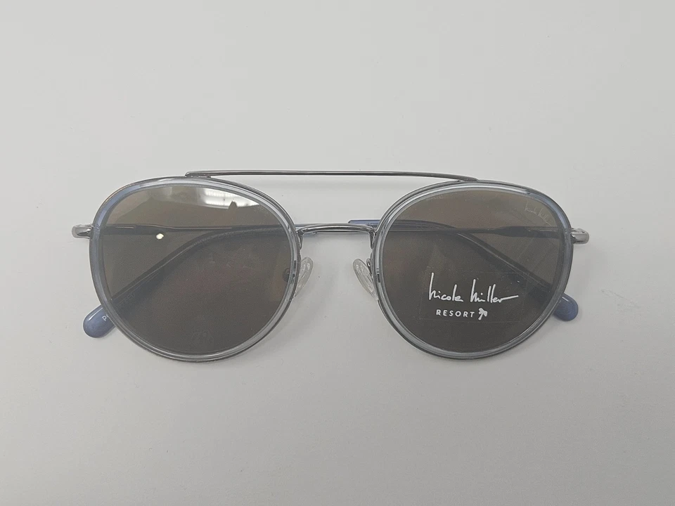 Gafas de sol Nicole Miller Resort Punta Cana C02 azul marrón lentes 50-22-140 nuevas con etiquetas Foto 3 de 4