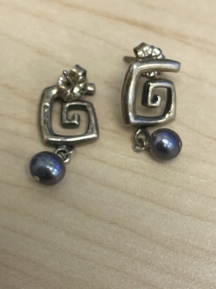 Pendiente colgante Silpada W1194 plata esterlina martillada iridiscente gris oscuro perla Foto 4 de 4