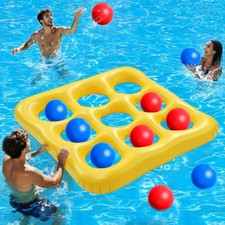 4.7 FT Pool Toys Games Set, Giant Inflatable Tic-Tac-Toe Toss Pool Game Toy  Fl