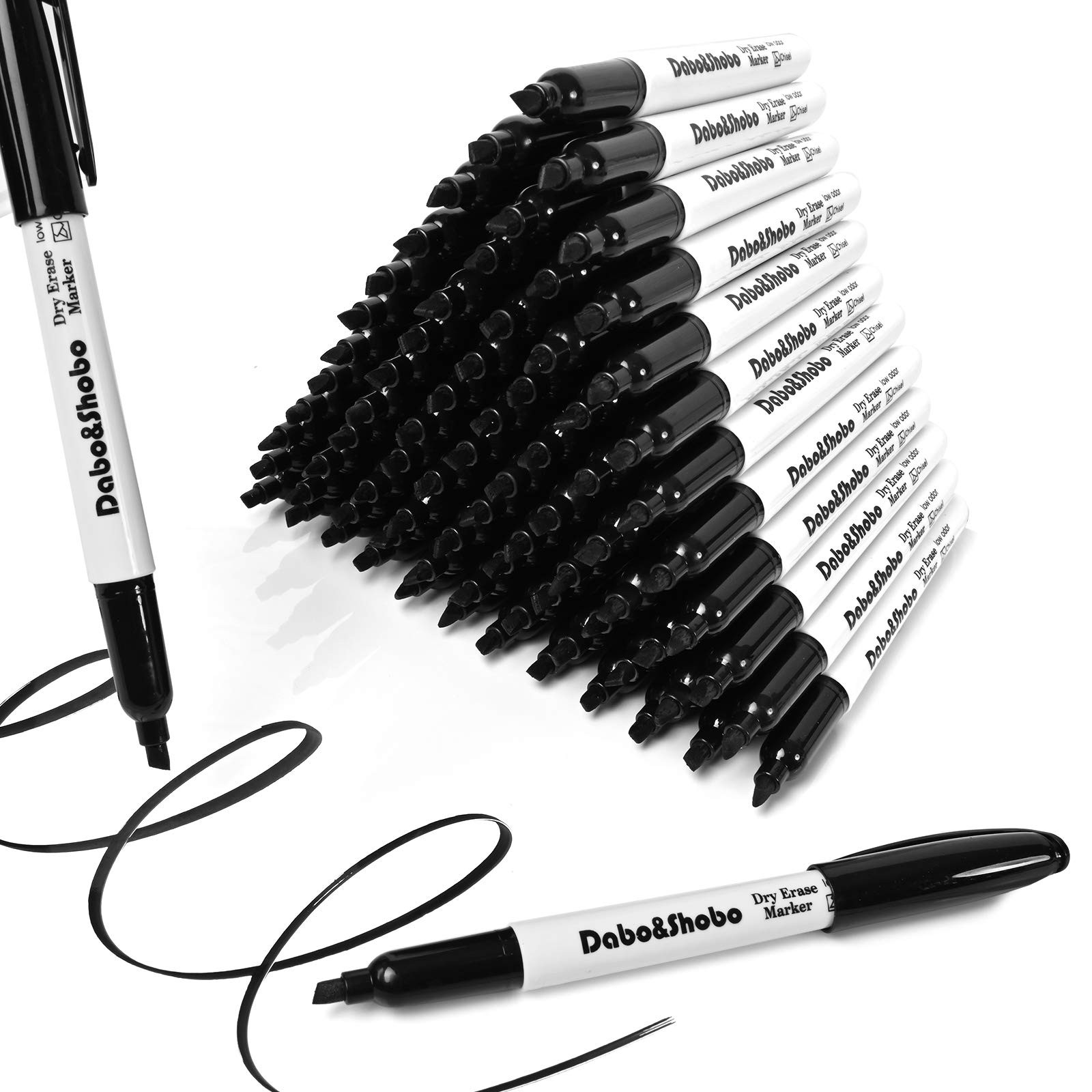 Dry Erase Markers, （80 Count, Black,Chisel Tip）-White Bo