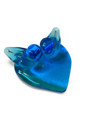 VTG Blue Birds of Happiness Art Glass Figurine 2 Love Birds Heart Shape Unsigned