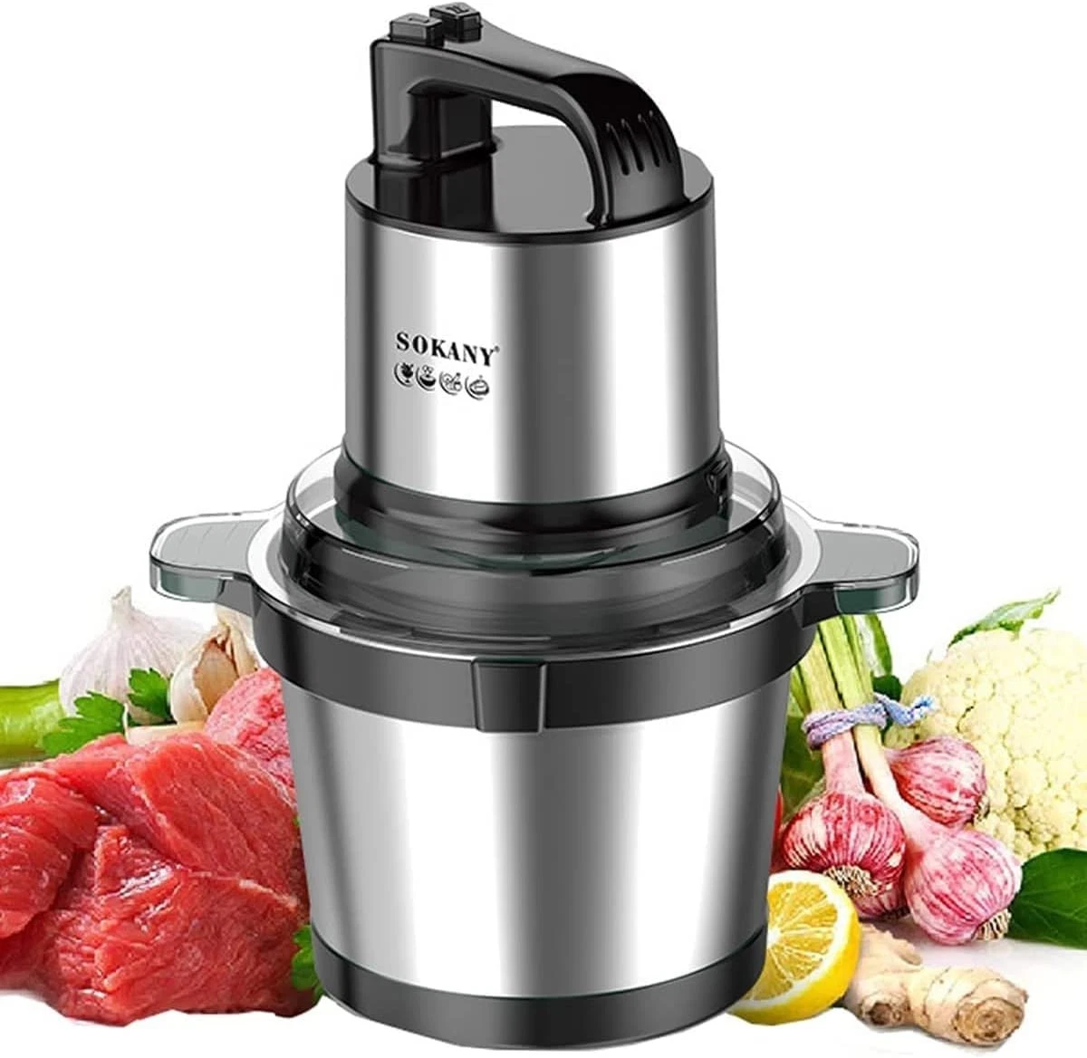 Electric Food Processor 800 Watts, 4 Stainless Steel Blades, 4 Liters