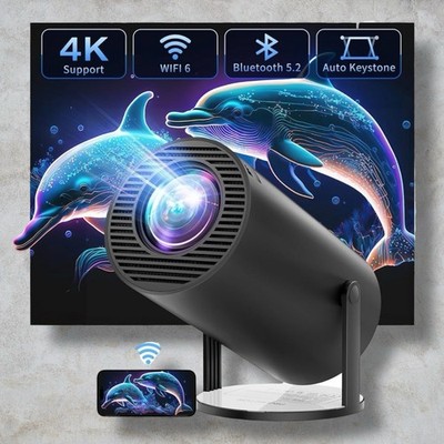 CLOKOWE 4K Mini Projector WiFi Bluetooth,180° Rotation & Auto Keystone-Black 272