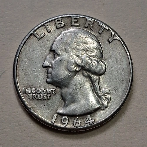 1964 George Washington Silver Quarter. Circulated. XF.