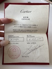 Authentic Cartier paris 2000 18k Gold or Platinum jewellery Certificate