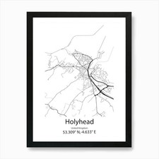 Holyhead,United Kingdom Minimalist  Framed Wall Art Poster Canvas Print Picture