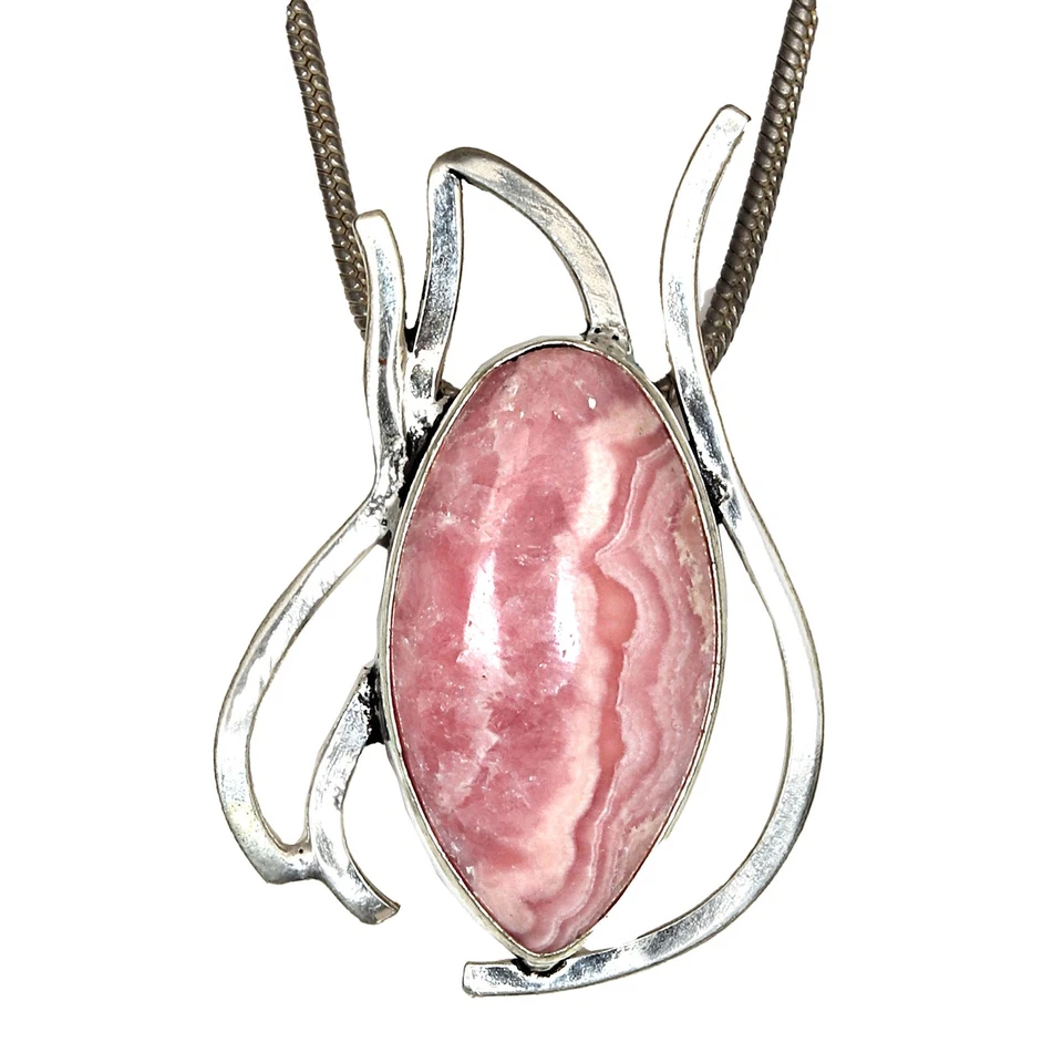 Colgante de joyería de plata hecho a mano con piedras preciosas de rodocrosita del día de la madre 1,75" Foto 2 de 4