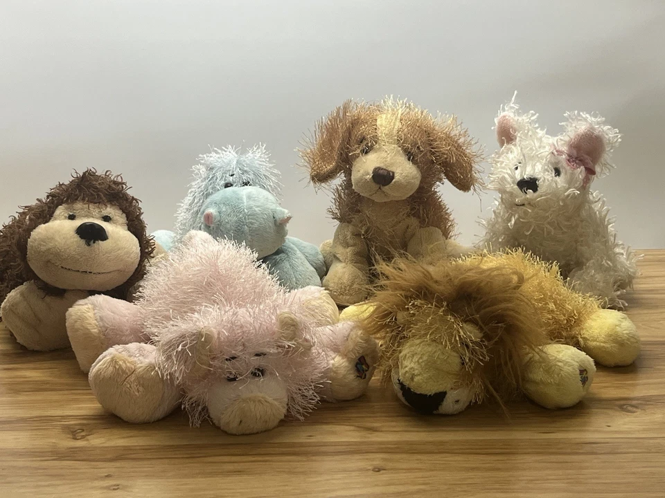 Lot of 6 Webkinz plush No codes Lion Dog Hippo Monkey Pig Toy Spiky Hair Pink - Image 2 of 4