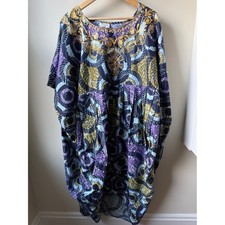 NILE QUEEN Embroidered African Kaftan Dress Bohemian Art to Wear Oversized OS