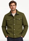 1x Olive Green Tweed Shirt Jacket Mens Wool Blend Button Front Utility Style