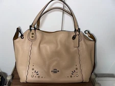 COACH Edie Shoulder Bag Prairie Rivets Detail Beige