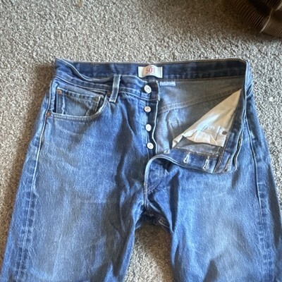 Levi s 501 Series Men s Blue Medium Wash Denim Straight Regular Fit Button Fly