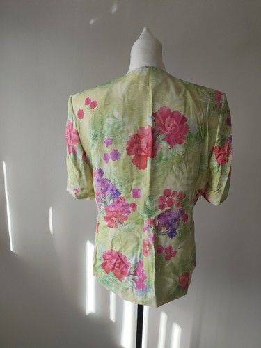 Bianca Blazer Size 14 Womens Green Floral Short Sleeve Vintage Casual Summer - Picture 7 of 10