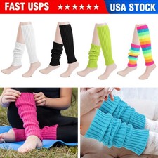 Women Winter Warm Socks Knit Crochet Knee Leg Warmers Leggings Boot Sock Us