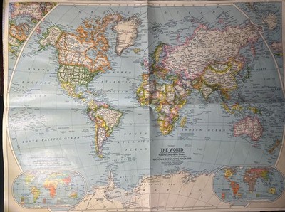 National Geographic Global Pursuit Wall Map 1987 Replacement