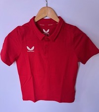Image of Castore Black Poly Polo Shirt Kids Size Junior Medium in Red