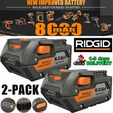 2PACK For Ridgid R840087 8.0Ah Lithium Battery Rigid 18 Volt R840085 Power Tools
