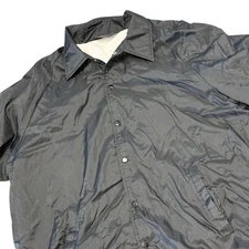 Vintage Sears Nylon Coach Jacket Sherpa Lined XL Black 80s Made in Thailand