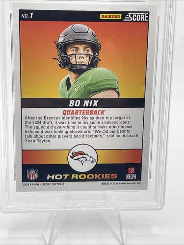 2024 PANINI SCORE HOT ROOKIES #1 BO NIX ROOKIE RC PSA 9 - Picture 4 of 4