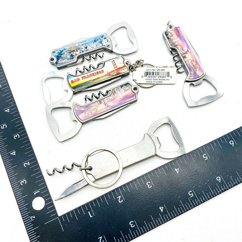 5 Pcs Folding Corkscrew, Bottle Opener, Foil Cutter, Stainless, Multi Tool - Picture 3 of 9