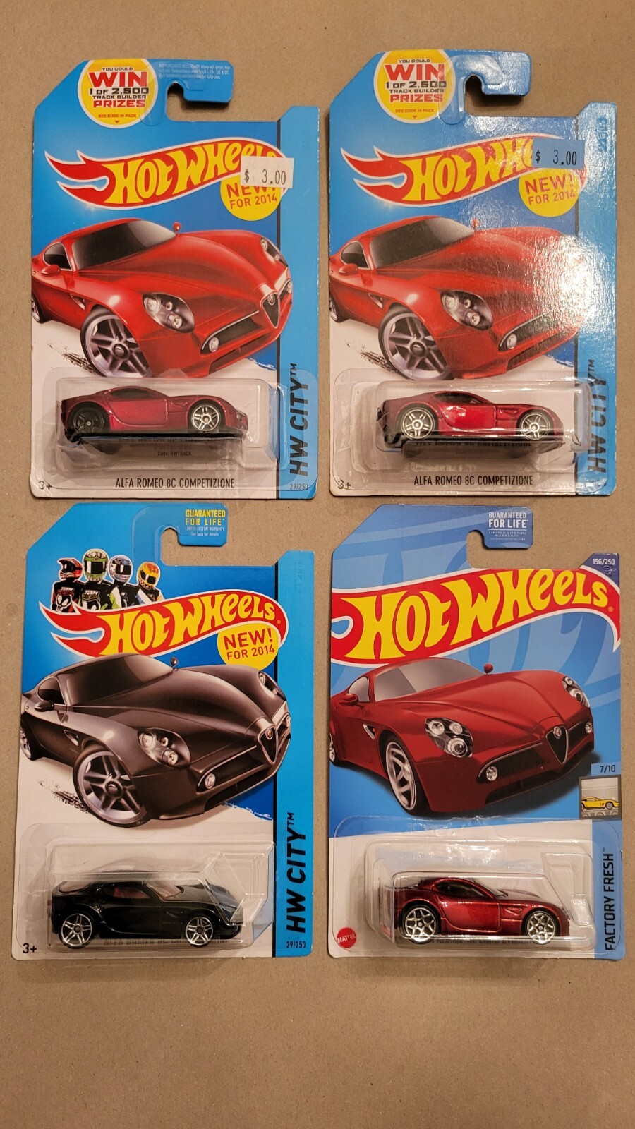 Hot Wheels - Alfa Romeo 8C Competizione Lot (4 Cars) - Mainlines (1 Wheel Error)