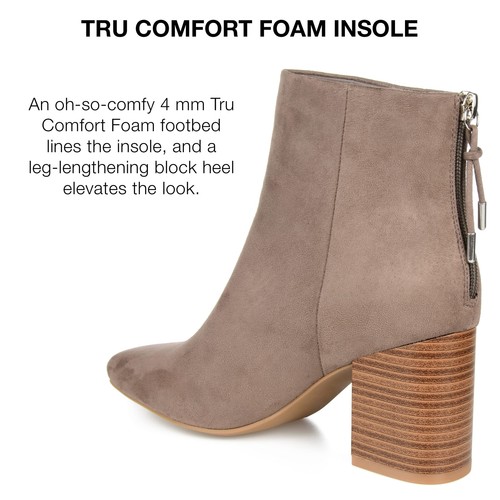 Journee Womens Audrina Tru Comfort Foam Back Heel Zip Stacked Heel Booties Taupe - Picture 3 of 6
