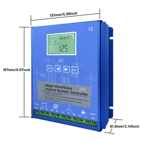 Smart Power Controller LCD Bluetooth Solar Wind Auto Transfer Switch 48V USA - Afbeelding 9 van 20