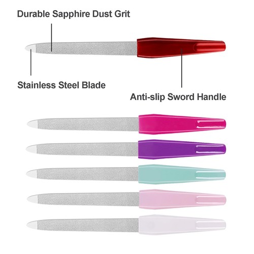 6 Pcs Double Sided Sapphire Nail Files for Natural Nails with Non-Slip Handle - Picture 6 of 7