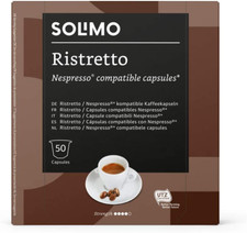 Marca Amazon - Solimo Cápsulas Ristretto Intenso, Compatibles con Nespresso  - 100 cápsulas (2 Paquetes x 50) - PREYCA