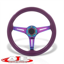 Deep Dish 6-bolt Purple Wood Neo Steel Steering Wheel Horn Universal 350mm 14