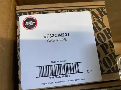 Carrier HVAC EF33CW201 Gas Valve, Natural Gas, 24 Volt, 50/60HZ, 3.2"WC, 3/4"