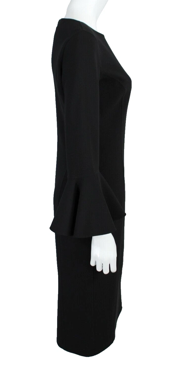 Abito tubino MICHAEL KORS COLLECTION $1.995 nuovo con etichette nero lana maniche svasate 10